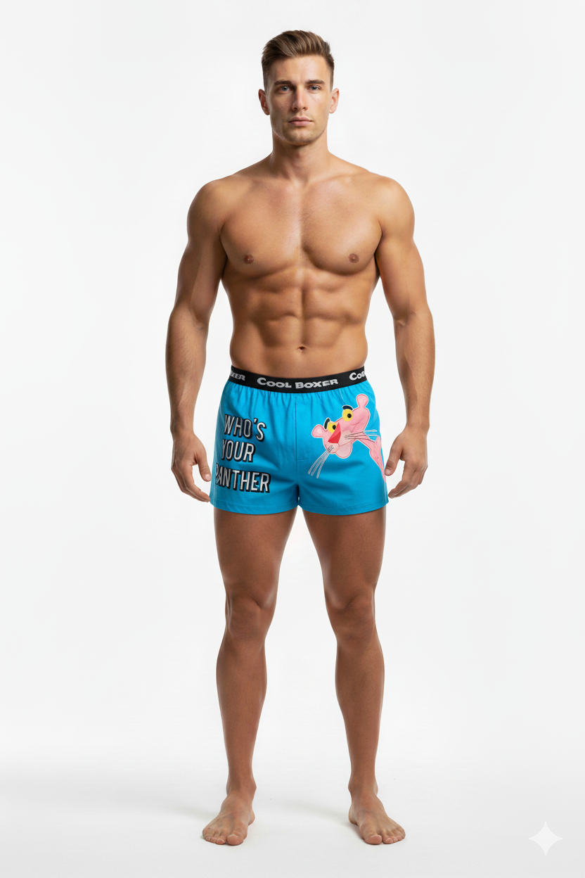 Men "WHO'S YOUR PANTHER" Cartoon Boxer