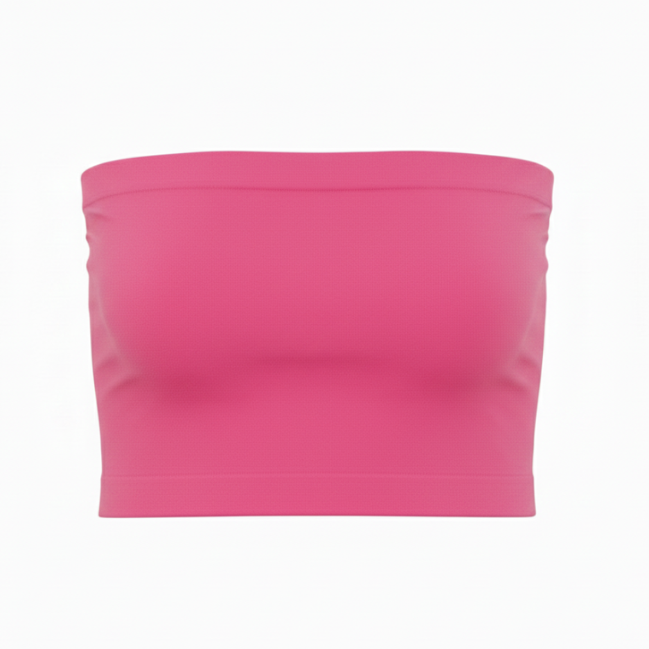 Women Non-Padded Cotton Spandex Tube Top - Pink