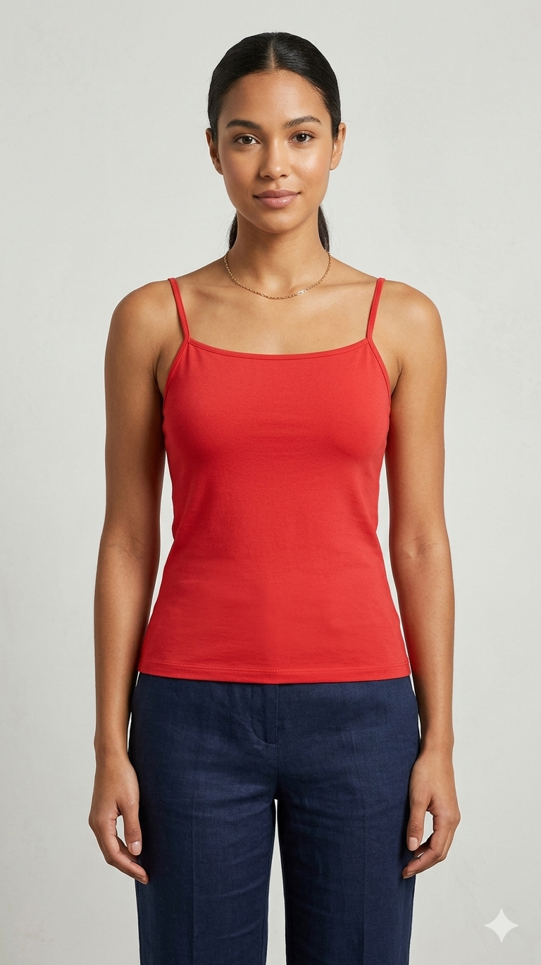 Elegant Red Hosiery Cotton Inner Camisole