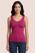 Magenta Ribbed Round-Neck Camisole Top