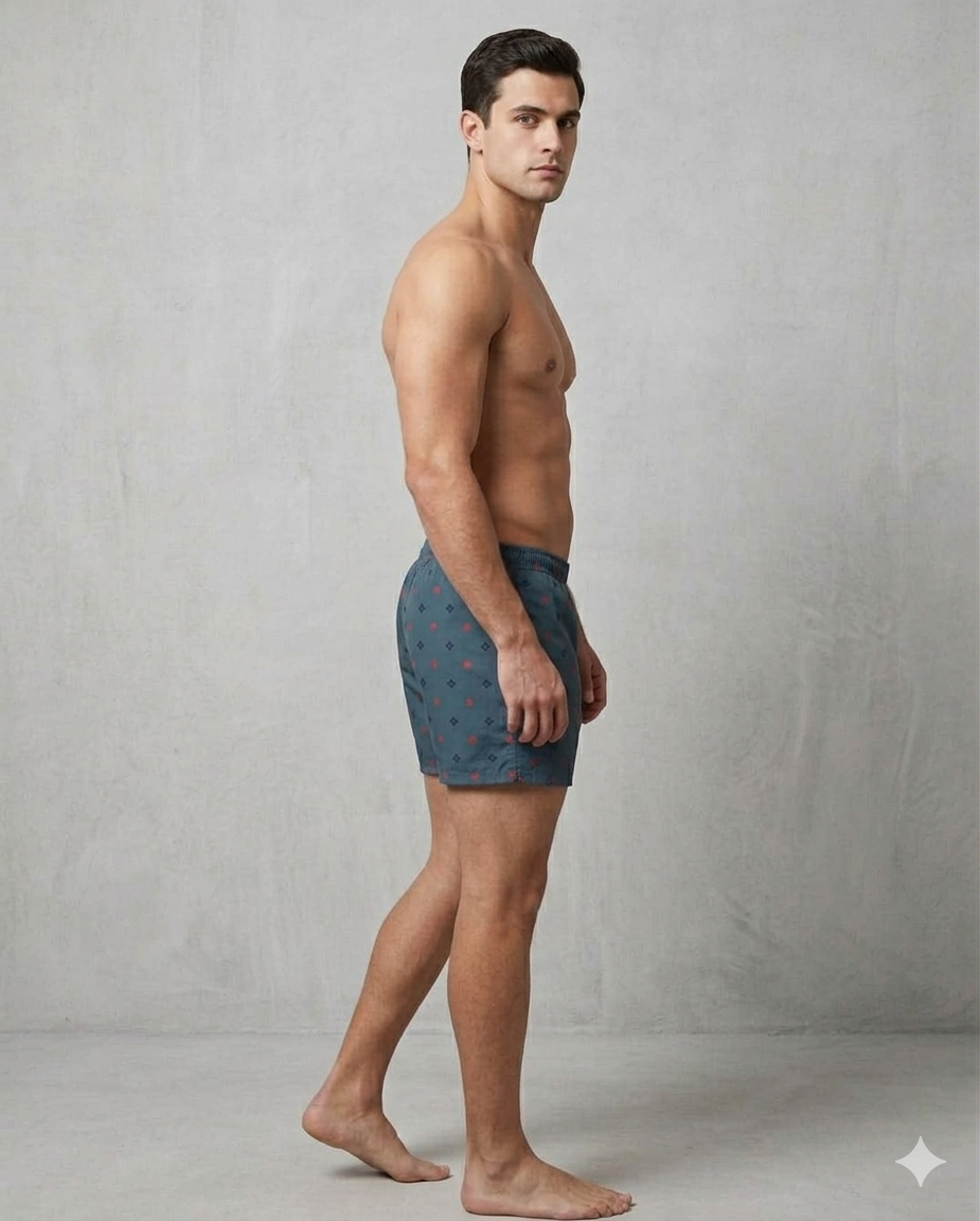 Dull Green Spades Print Cotton Boxer