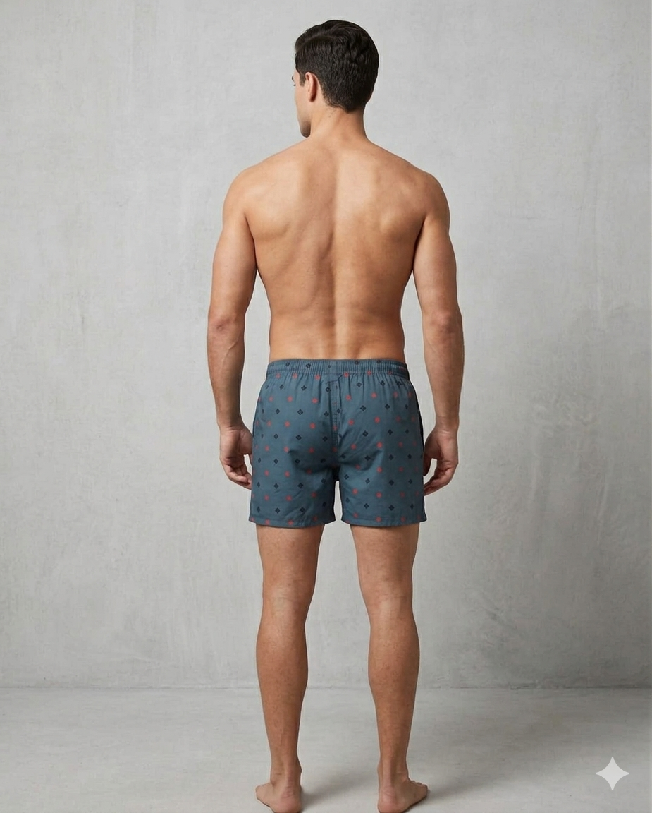 Dull Green Spades Print Cotton Boxer