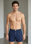 Navy Blue Cotton Boxer Shorts for Men
