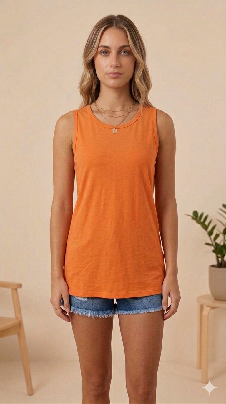 Orange Broad Strap Modal Inner Tank Top