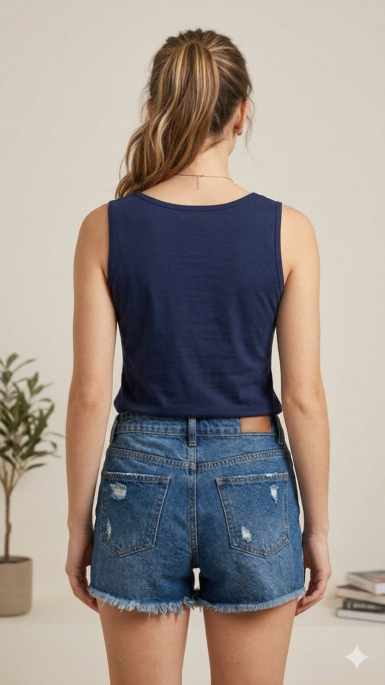 Navy Blue Broad Strap Modal Inner Tank Top