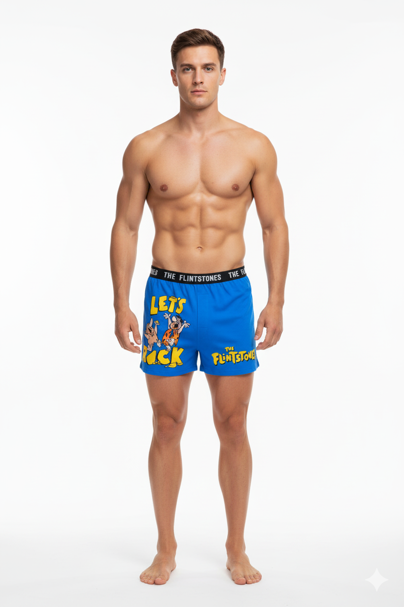 Men Blue "THE FLINTSTONES" Cartoon Boxer