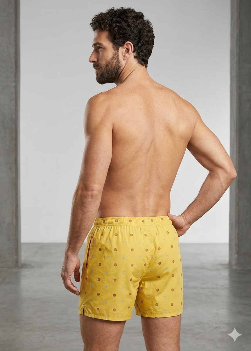 Yellow Printed Cotton Boxer
