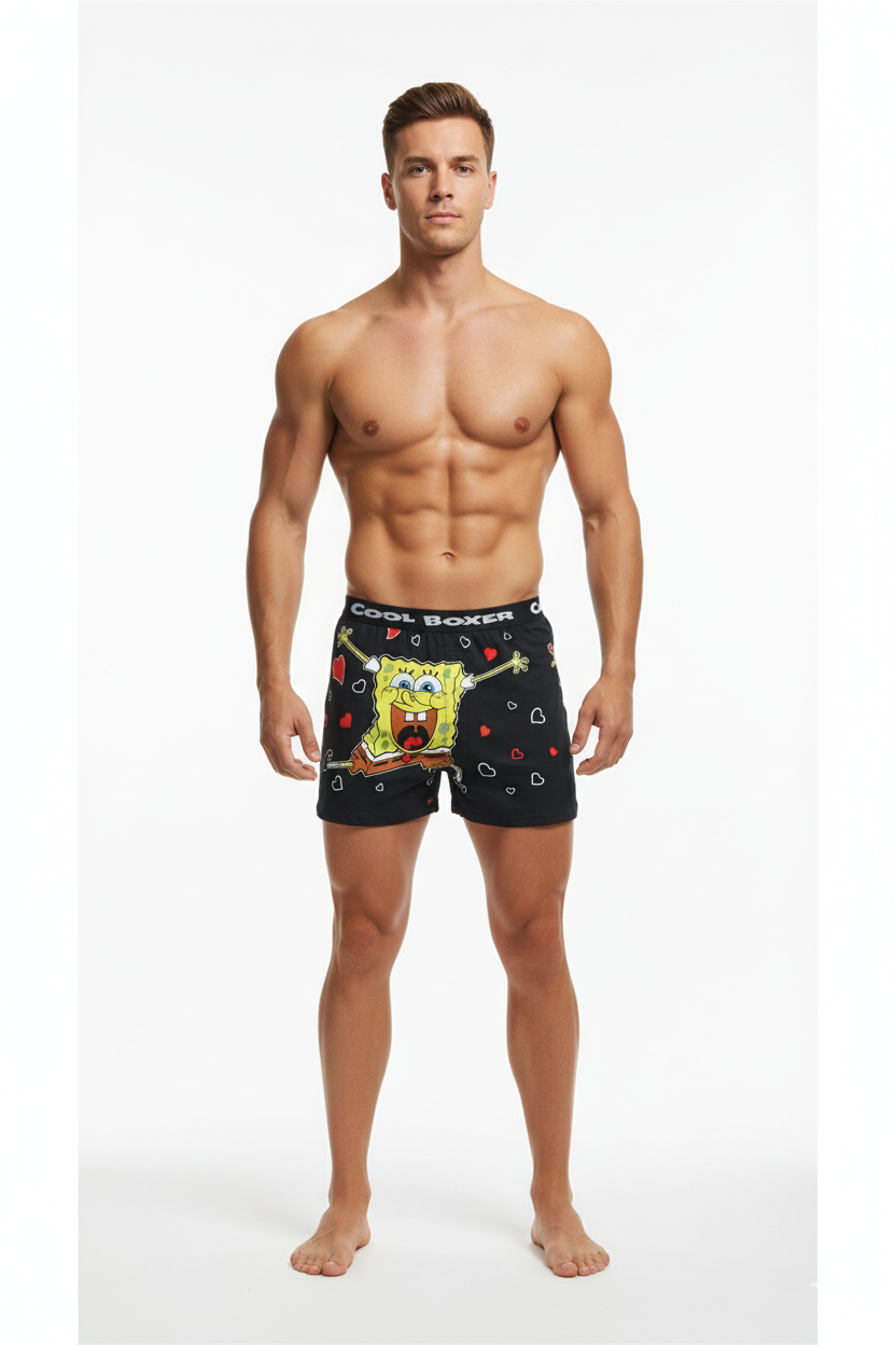Men "HAPPY HEART" Cartoon Boxer