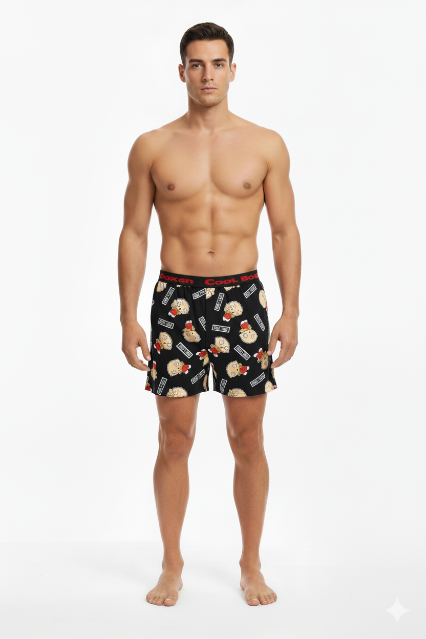 Men Black "OBEY ME" Cartoon Boxer