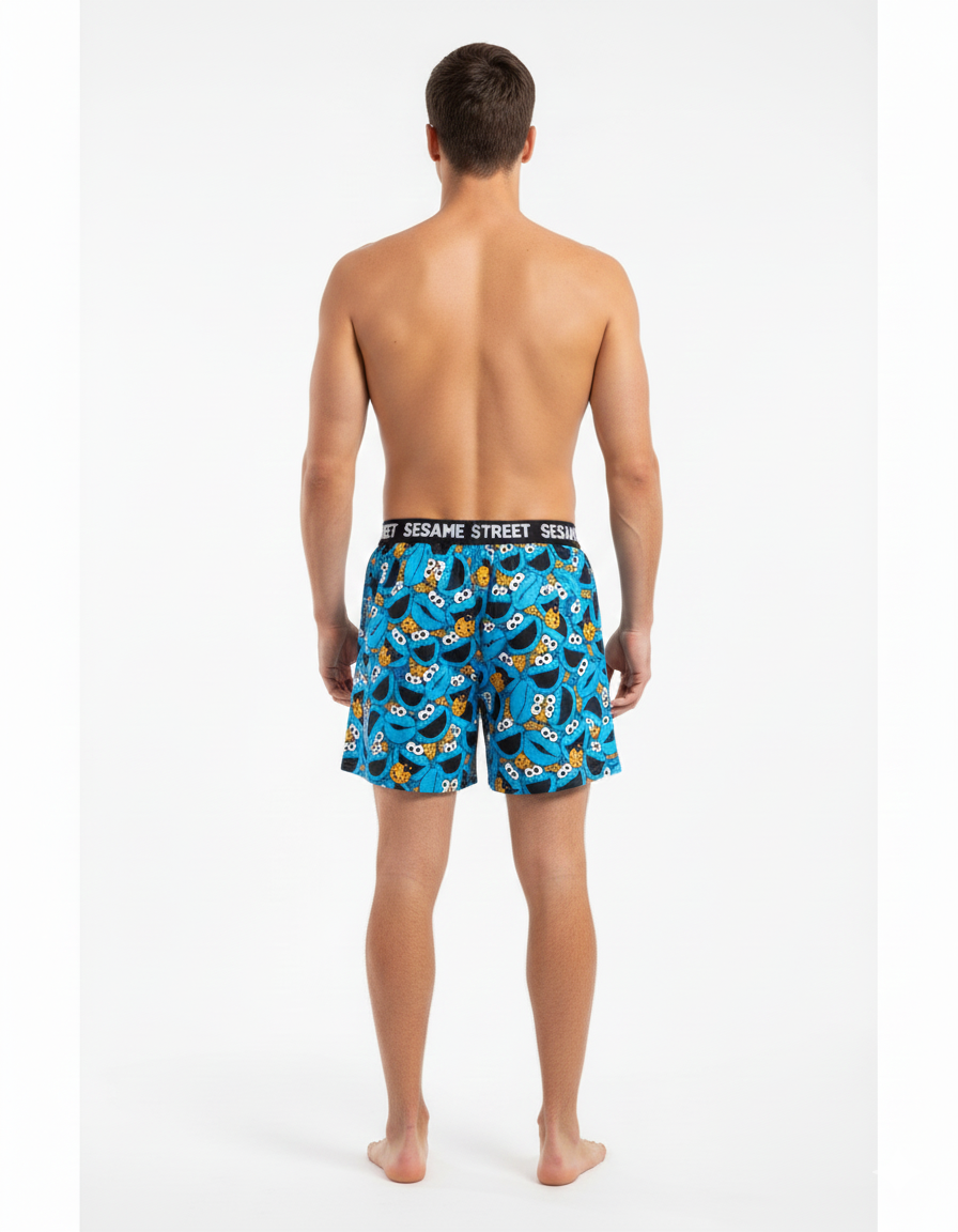 Men’s Sesame Street Quirky Print Knitted Modal Boxers – Blue