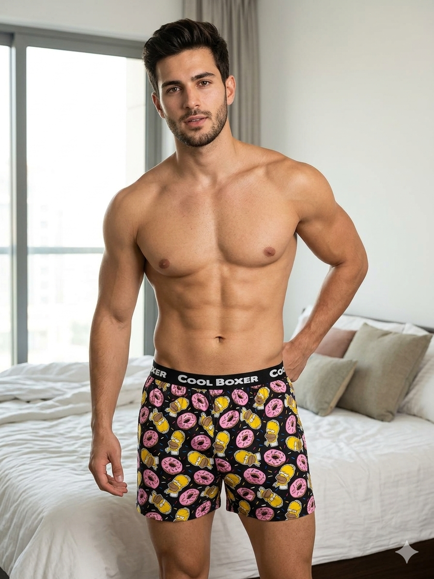 Men's Midnight Donut & Cartoon Modal Boxer Shorts