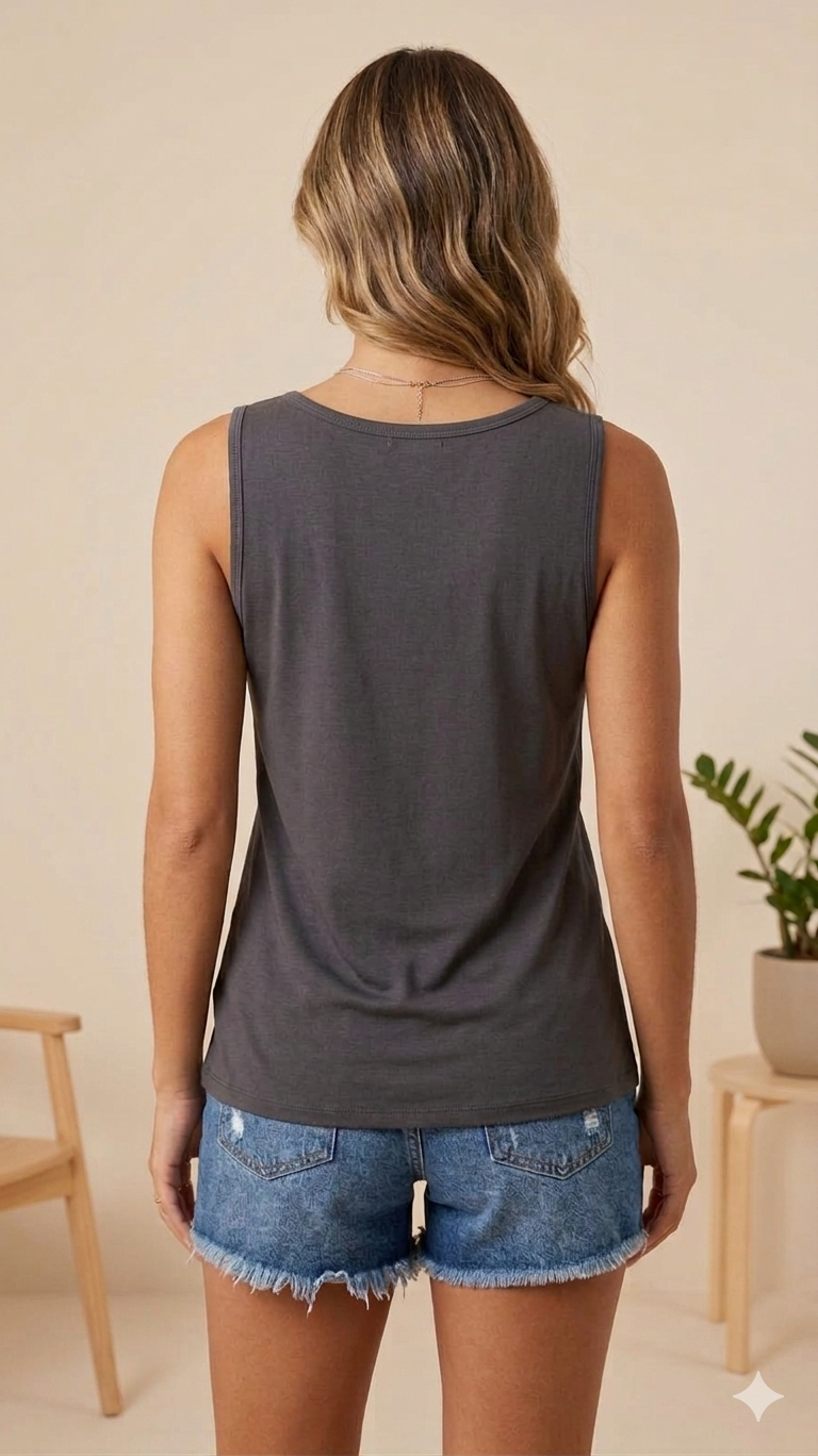 Grey Broad Strap Modal Inner Tank Top