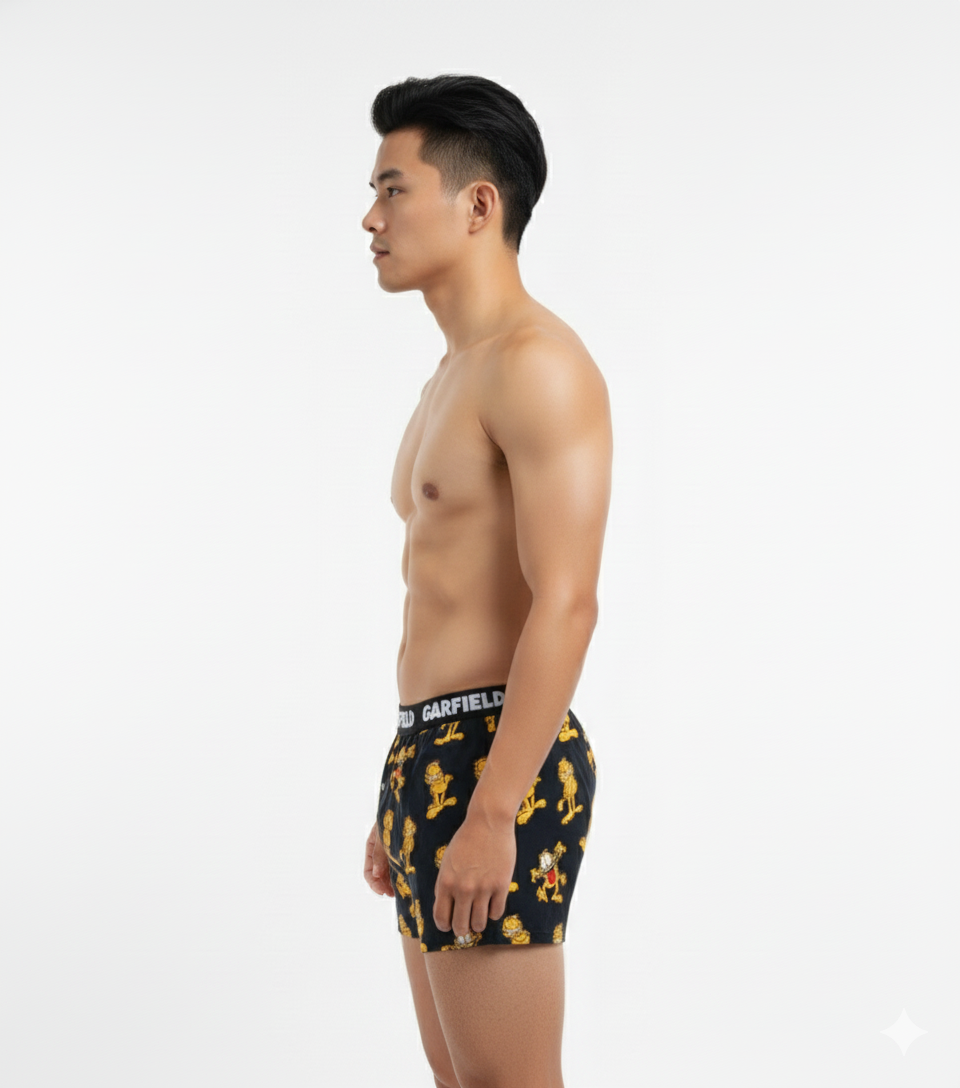 Men's Garfield Print Knitted Modal Lounge Boxer Shorts