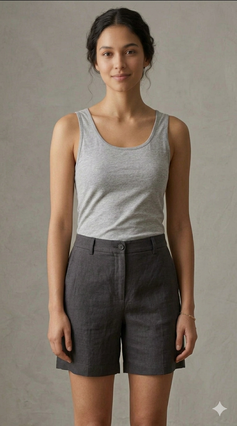 Grey Broad Strap Hosiery Inner Tank Top