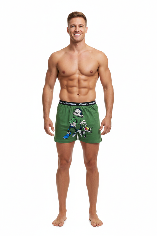 "MEN WITH CAT" Cartoon Boxer