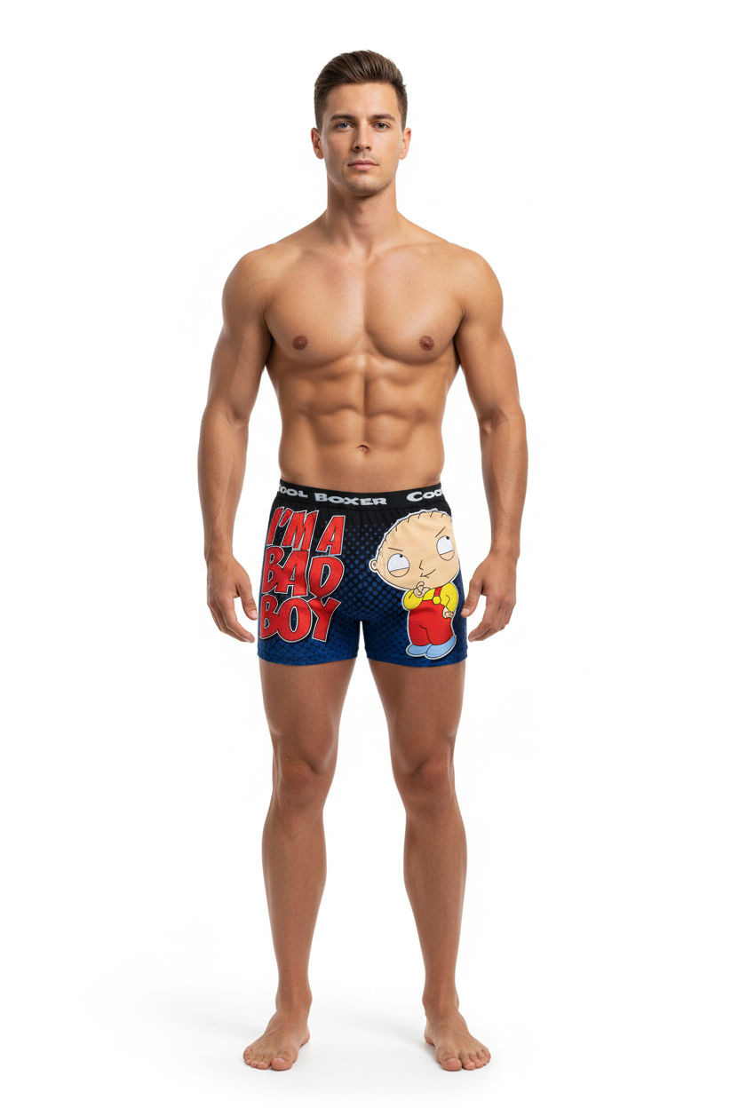 Men "I'M A BAD BOY" Cartoon Boxer