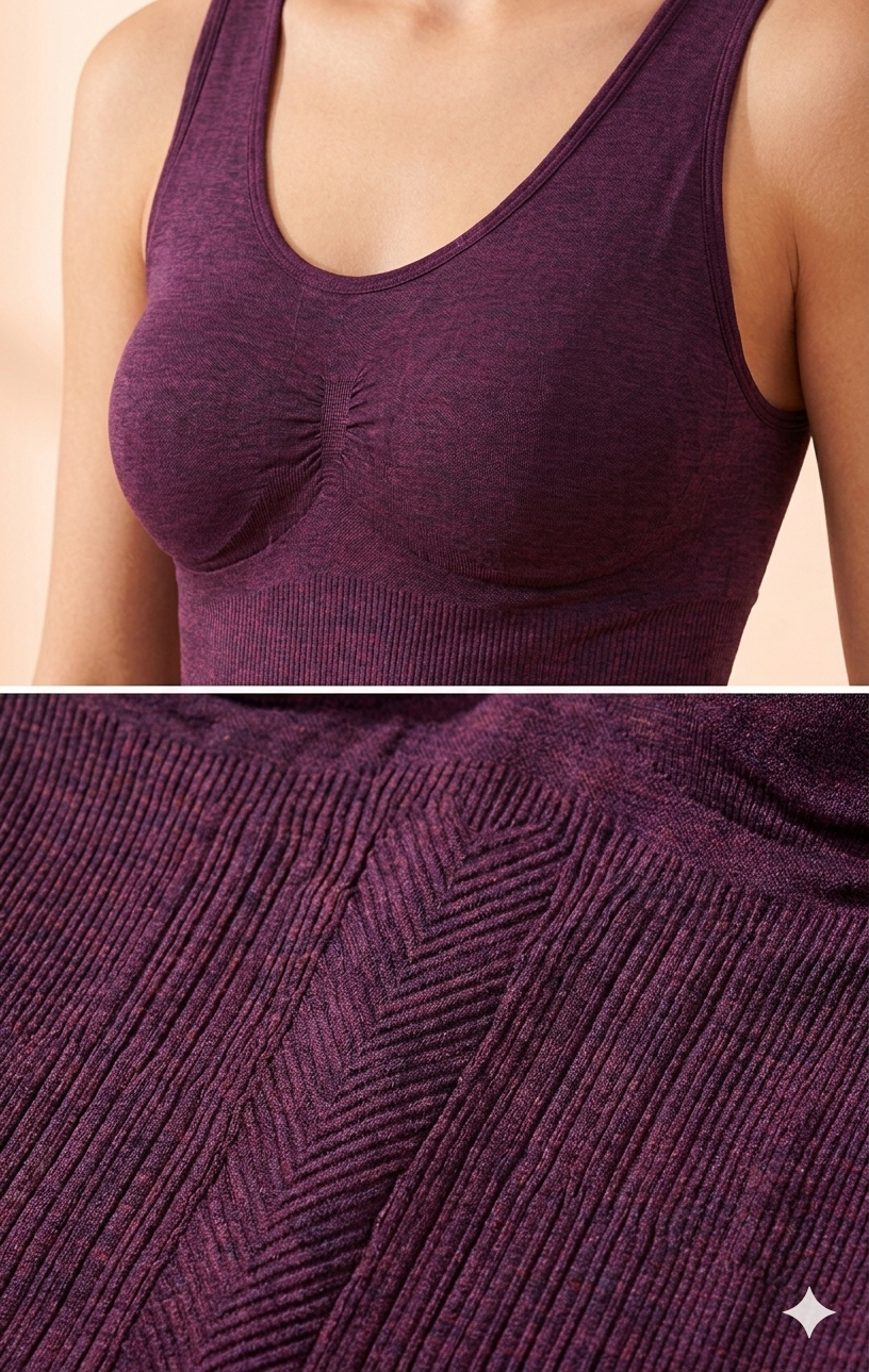 Wine Ribbed Round-Neck Camisole Top