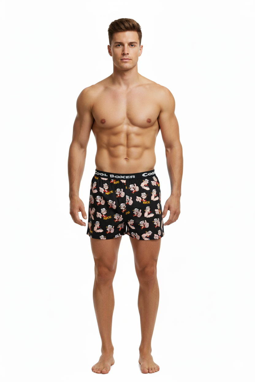 Men Black "ALL OVER POPEYE" Cartoon Boxer
