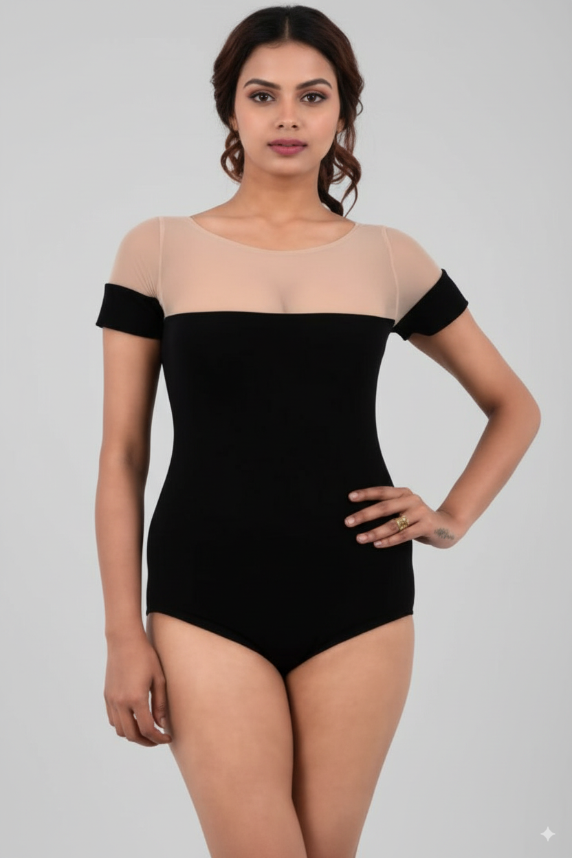 Women Premium Lingerie Velvet Bodysuit Black