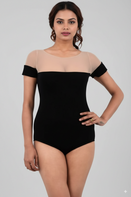 Women Premium Lingerie Velvet Bodysuit Black