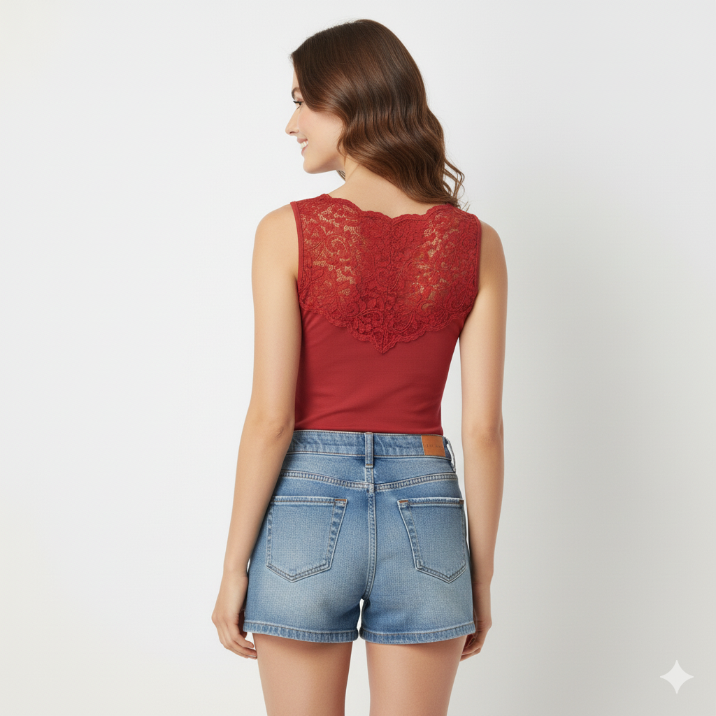 Women Broad Strap Slip With Front Lace By La Lingerie