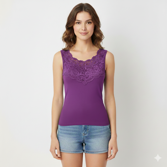 Women Broad Strap Slip With Front Lace By La Lingerie