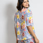 Tropical Elegance: Bright Floral Print Satin Night Suit Set