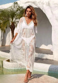 Off-White Lace Breeze Crochet Free-Size Beach Dress Cover-Up