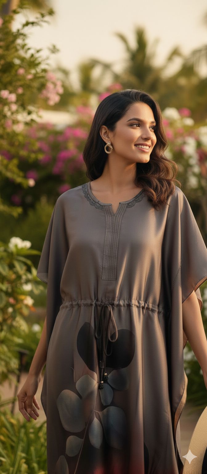 Grey Satin Kaftan