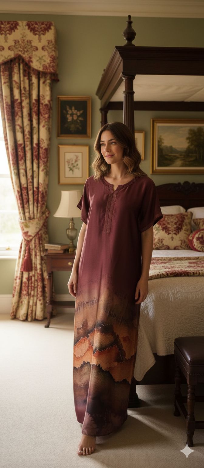 Beet Red Satin Nighty – Elegant Sleep & Lounge Wear