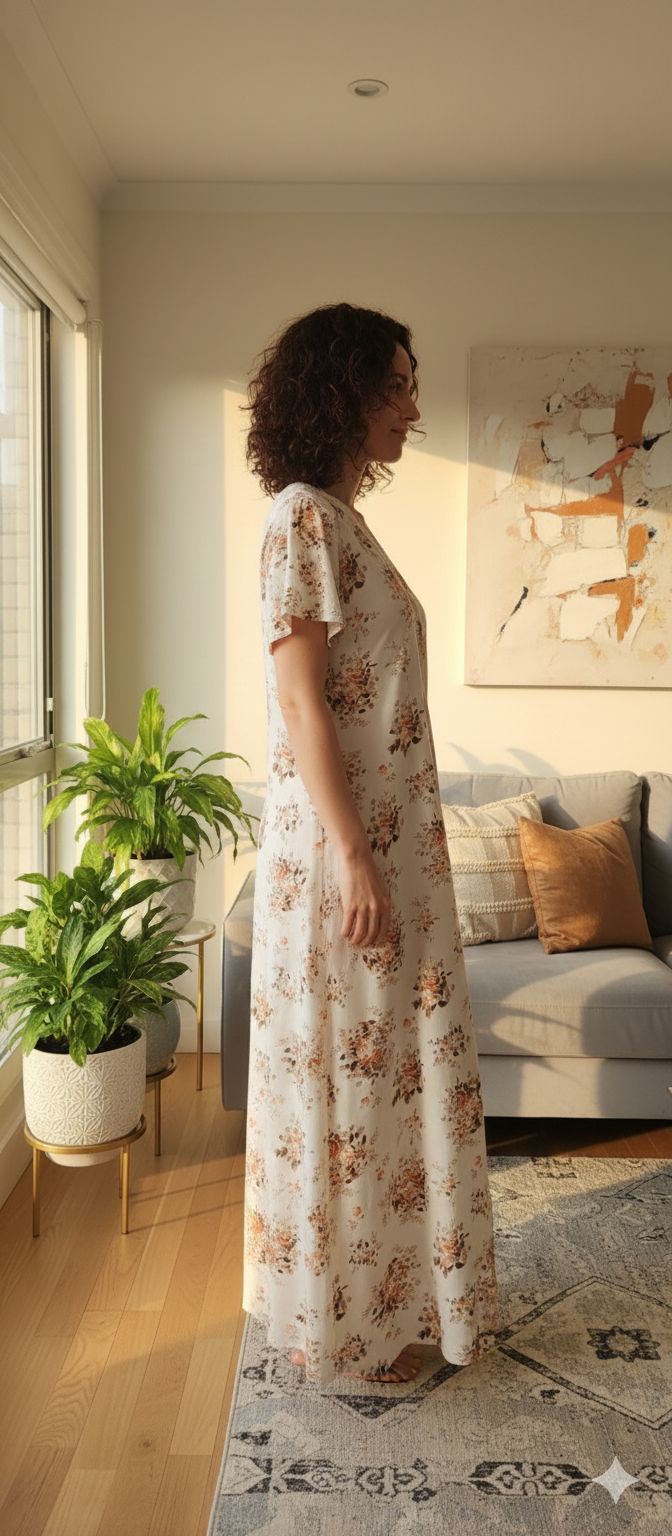 Ivory Bloom Floral Cotton Night Dress