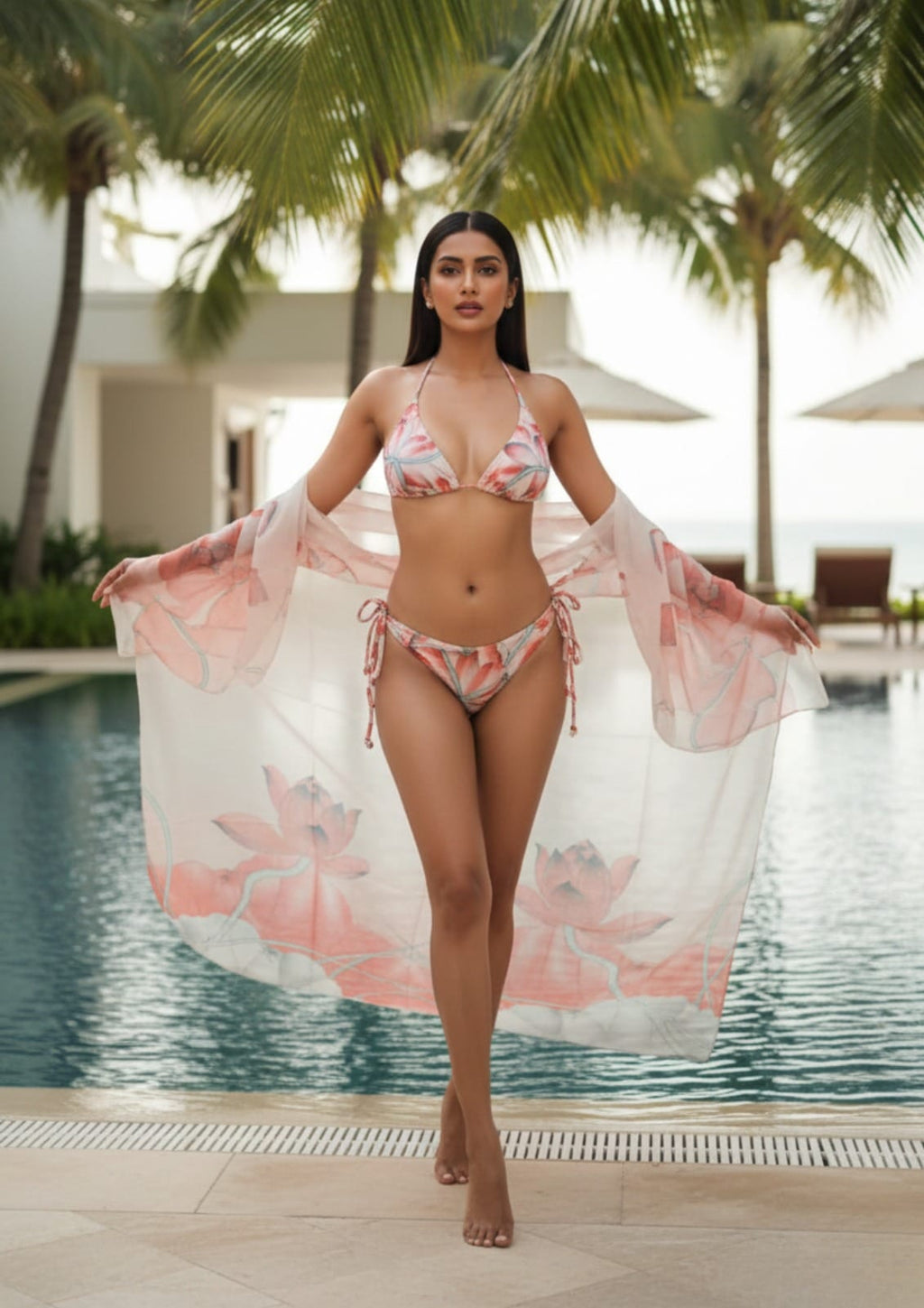 Blush Pink & Coral Floral Sarong