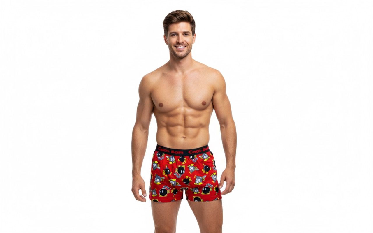 Men "BOMB" Cartoon Boxer
