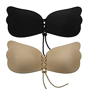 Women Cloth Self Adhesive Butterfly Backless Reusable Stick On Push Up Bra (Pack of 1)