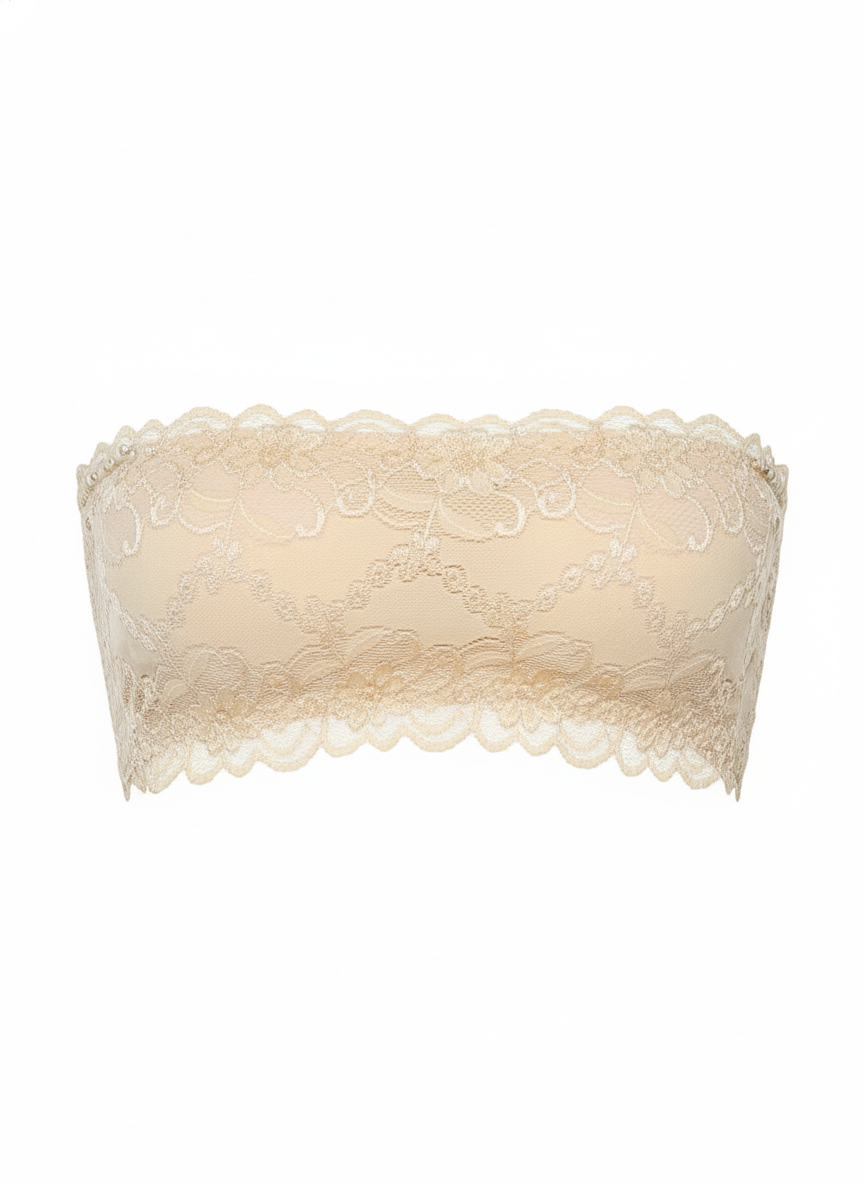 Women Lace Slip-On Spandex Tube Style Bralette Skin