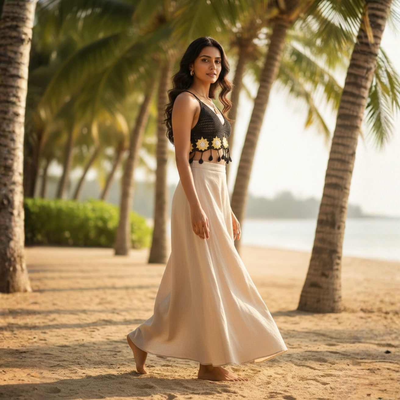 Black Crochet Swim Top