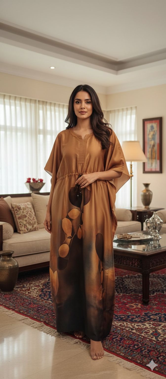 Digital Printed Satin Kaftan