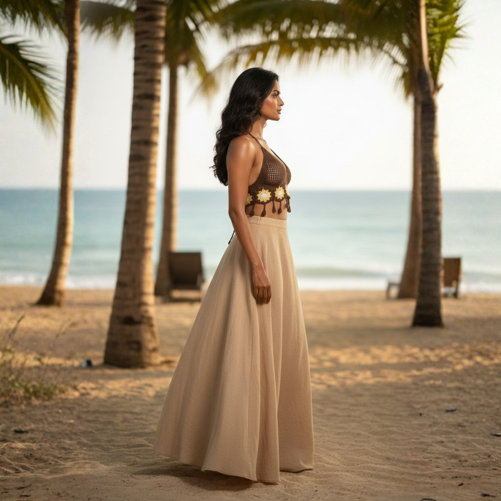 Brown Crochet Swim Top