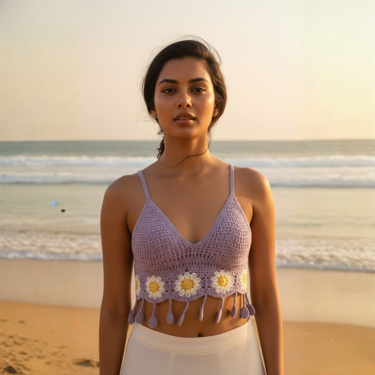 Purple Crochet Swim Top