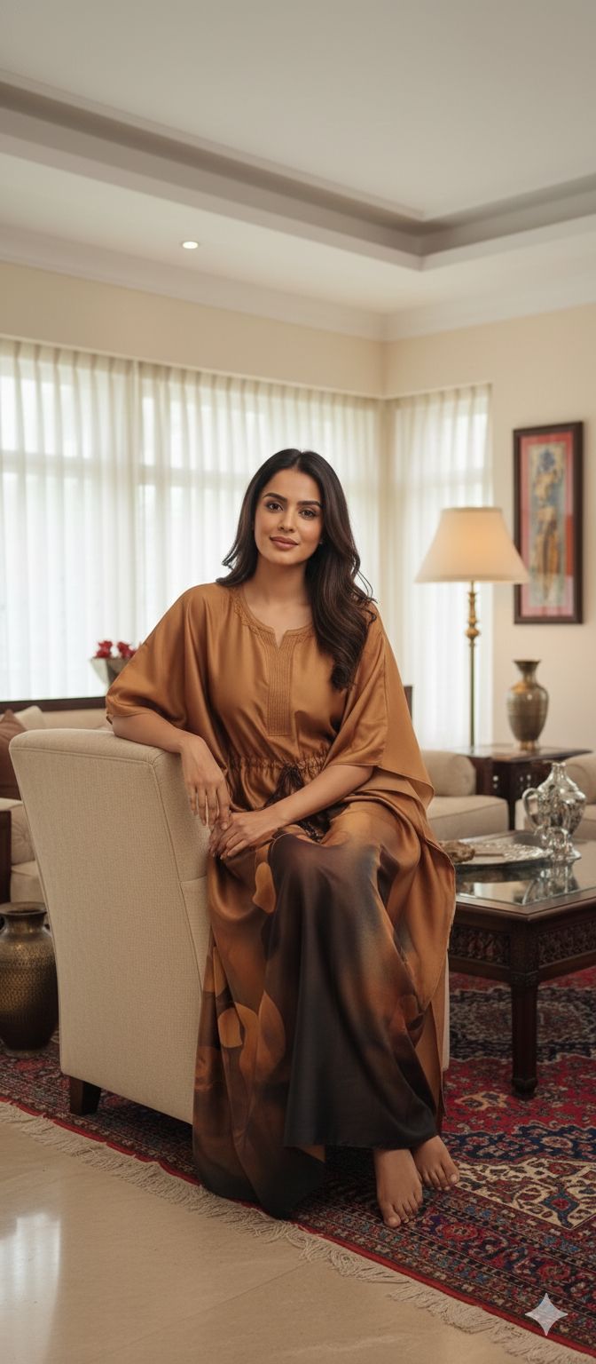 Digital Printed Satin Kaftan