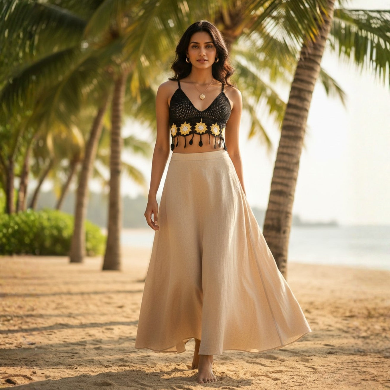 Black Crochet Swim Top