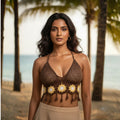Brown Crochet Swim Top