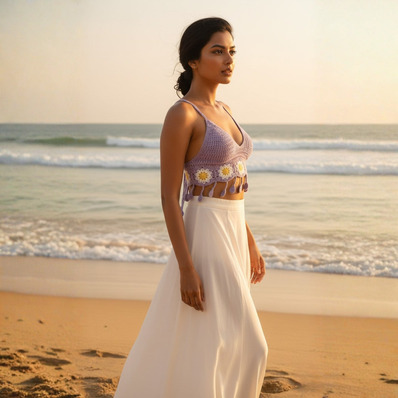 Purple Crochet Swim Top