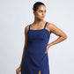 Navy Blue Classic Dress-Style Swimsuit with Shorts