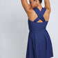 Navy Blue Sweetheart Neckline Frock-Style Swimsuit with Cross-Back Detail
