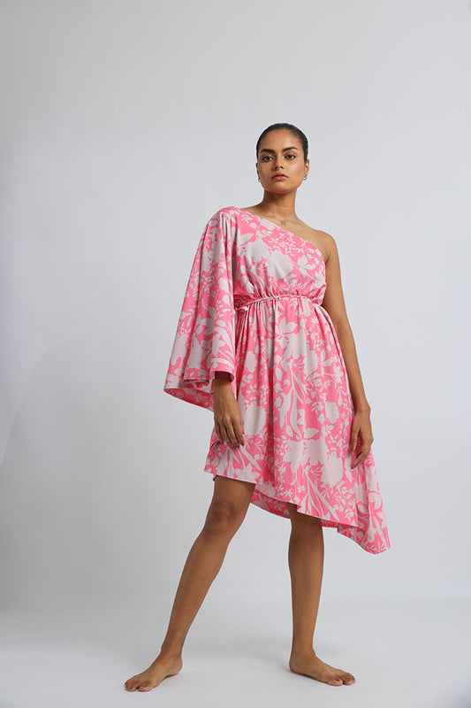 One-Shoulder Floral Printed Beach Dress: Day-to-Night Elegance