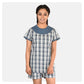 Women Checkered Print Top and Short Cotton Night Suit