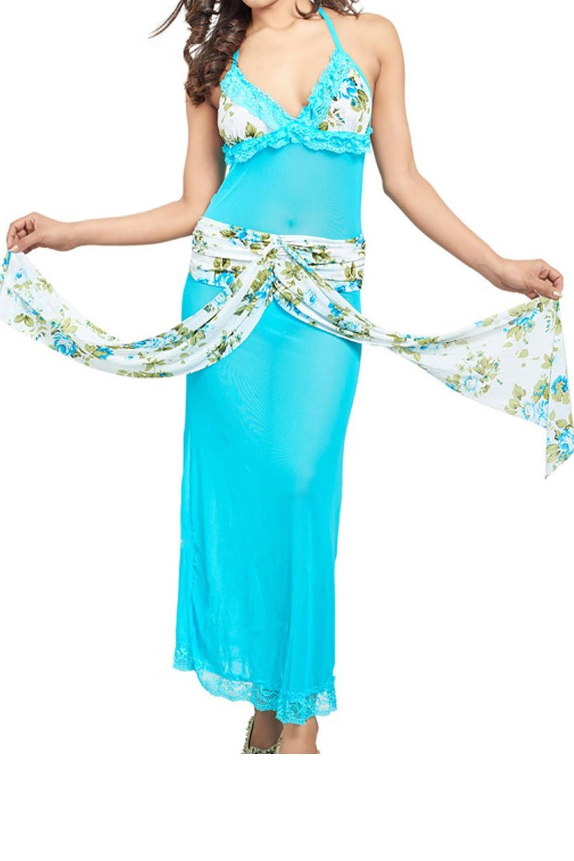 Women Turquoise Sexy Nighty