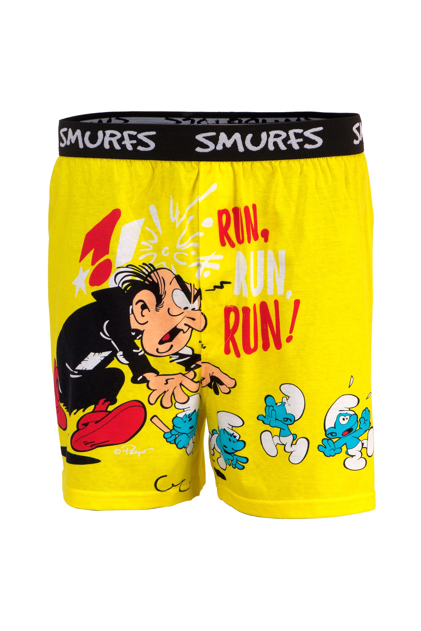 Men Yellow 'SMURFS' Cartoon Boxer