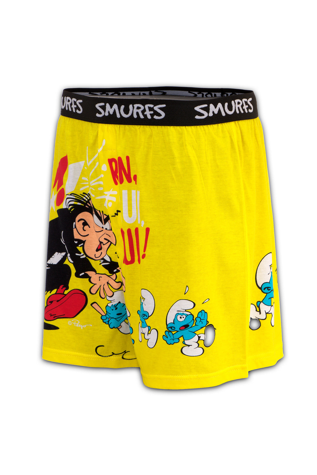 Men Yellow 'SMURFS' Cartoon Boxer